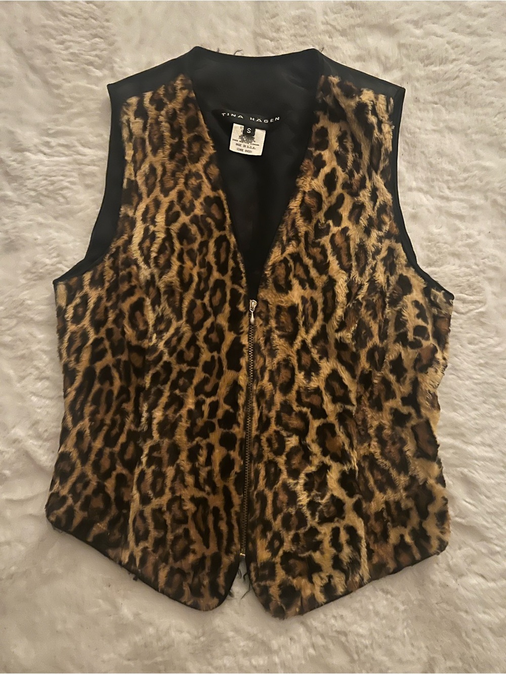 Tina Hägen Leopard Print Faux Fur Vest - Brown/Black